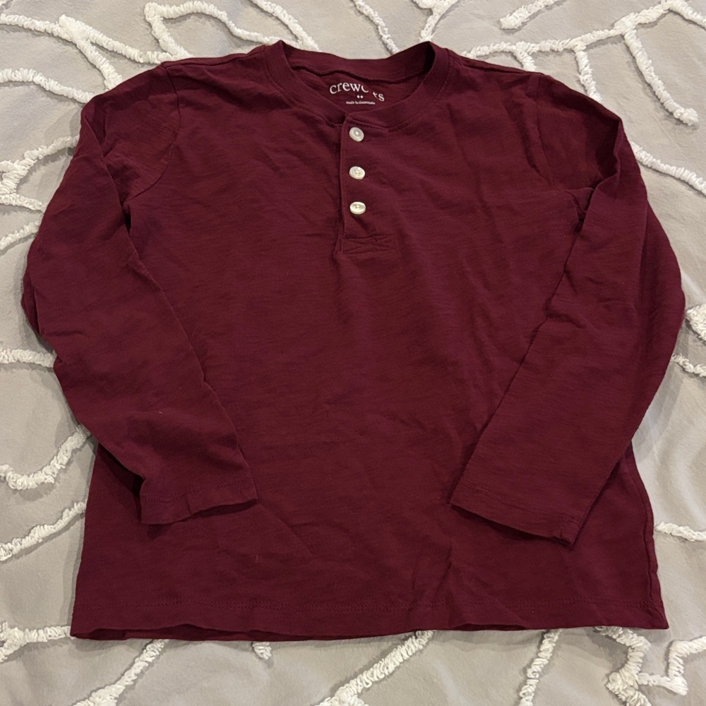 Crewcuts Maroon Long-Sleeve Henley Shirt Boy size 6/7